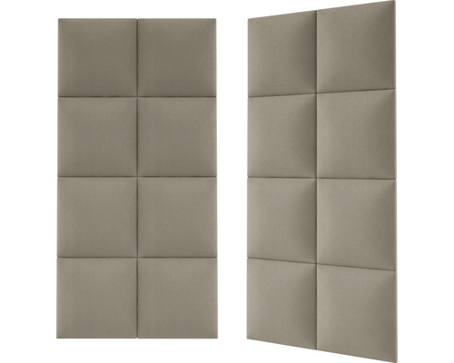 Zwei Schallschutzpaneele mit quadratischer Polsterung.