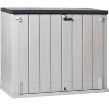 Mülltonnenbox Stora Way Plus XL inkl. Gasdruckfedern 145 x 85 x 124,5 cm Holzoptik taupe-anthrazit