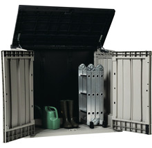 Mülltonnenbox Stora Way Plus XL inkl. Gasdruckfedern 145 x 85 x 124,5 cm Holzoptik taupe-anthrazit
