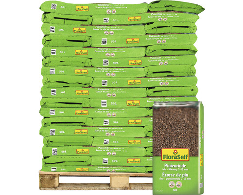 Pinienrinde fein 7-15 mm FloraSelf (45 Sack x 50 Liter = 2,25 m³) 1 Palette