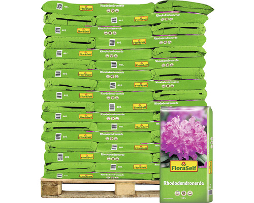 Rhododendron - & Moorbeetpflanzenerde FloraSelf (54 Sack x 40 Liter = 2,16 m³) 1 Palette