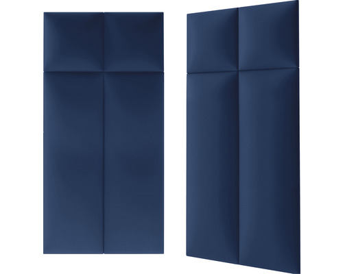 Zwei blaue Akustikpaneele zur Wandgestaltung