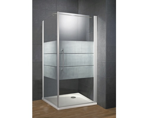 Quadratische Duschkabine mit teilweiser Milchglasoptik