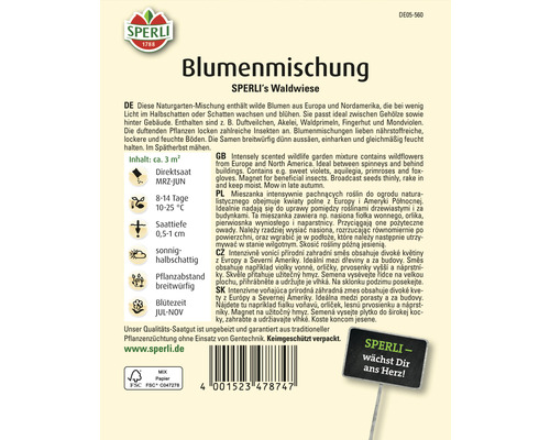 Samenpackung für eine Blumenmischung für eine Wildwiese von Sperli