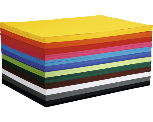 Farbkarton Sortierte Farben, A2, 120 Blatt Stapel farbiges Papier für Bastelarbeiten