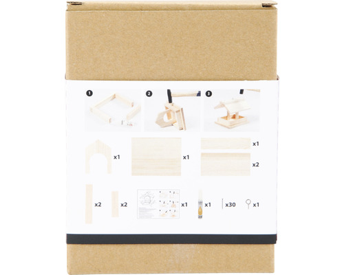 Verpackung eines Bausatzes für ein Vogelhaus