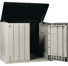 Mülltonnenbox Stora Way Plus XL inkl. Gasdruckfedern 145 x 85 x 124,5 cm Holzoptik taupe-anthrazit