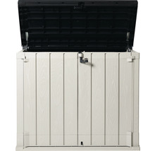 Mülltonnenbox Stora Way Plus XL inkl. Gasdruckfedern 145 x 85 x 124,5 cm Holzoptik taupe-anthrazit