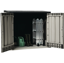 Mülltonnenbox Stora Way Plus XL inkl. Gasdruckfedern 145 x 85 x 124,5 cm Holzoptik taupe-anthrazit