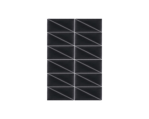 Rechteckige, dunkle Fliesen mit geometrischem Muster.