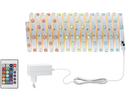 TIP Betriebsfertiges LED Strip-Set 10 m 19W 600 lm 3000 K warmweiß RGB Farbwechsel 120 LED´s 24V mit Fernbedienung