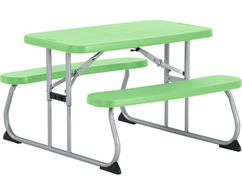 Kindergartenmöbel Liefetime 4 -Sitzer bestehend aus: 2 Bänke, Tisch Kunststoff grün