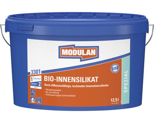 MODULAN 3301 BIO-Innensilikat Silikatfarbe Mineralfarbe innen weiß 12,5 l