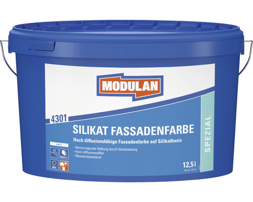 MODULAN 4301 Silikat Fassadenfarbe Mineralfarbe außen weiß 12,5 l