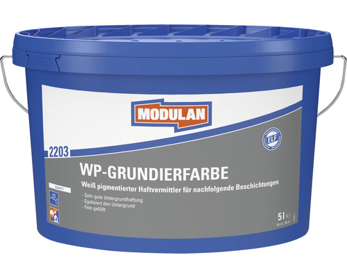 Eimer mit weiß pigmentierter Grundierfarbe von Modulan, 5 Liter Eimer mit weiß pigmentierter Grundierfarbe von Modulan, 5 Liter