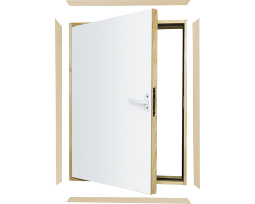 Fakro Kniestocktür/Drempeltür DWK 590 x 790 x 110 mm Fichte Kiefer CPL weiß Zimmertür mit Zarge und Türdrücker
