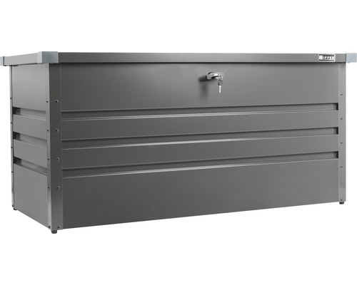 Garten- u. Futteraufbewahrungsbox Zipper ZI-GAB132AN anthrazit Graue Kissentruhe aus Metall mit Schloss