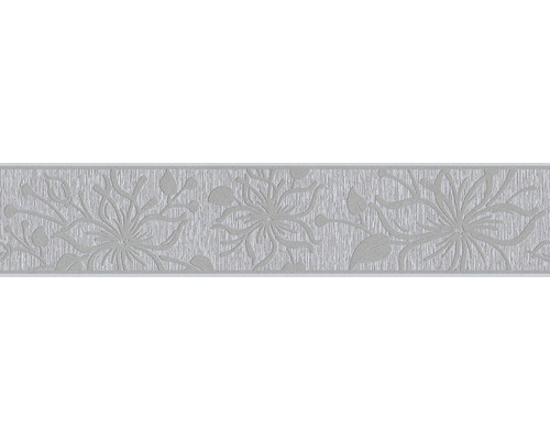 Bordüre selbstklebend 3466-43 Only Border Blumen grau 5 m x 13 cm Dekorative Bordüre mit floralem Muster