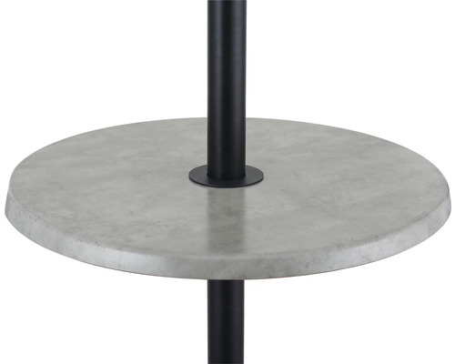 Runder Beistelltisch mit Tischplatte aus Stein und schwarzem Metallgestell