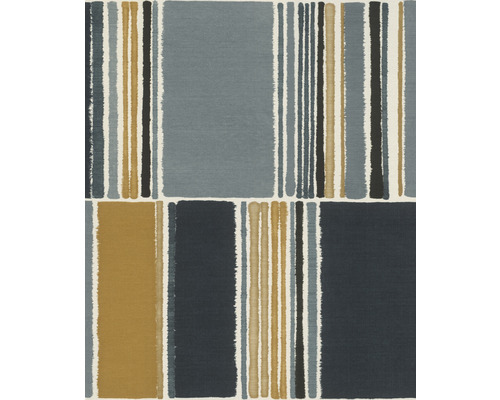 Vliestapete 484441 Florentine III Geometrisch blau gelb Textiltapete mit Blockstreifenmuster
