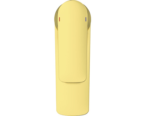 Waschtischarmatur mit Markierungen für kaltes und warmes Wasser