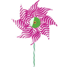 Windrad mit rosa-weissen Streifen und einem grünen Mittelteil