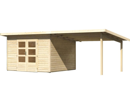 Holzgartenhaus mit Doppeltür und Vordach