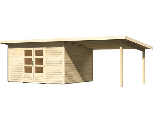 Holzgartenhaus mit Carport