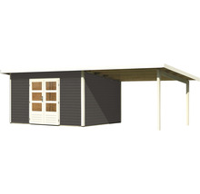 Gartenhaus Karibu Speyer 4 inkl. Anbaudach 3,3 m 724 x 331,5 cm terragrau