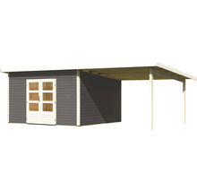 Gartenhaus Karibu Speyer 5 inkl. Anbaudach 3,3 m 724 x 393 cm terragrau
