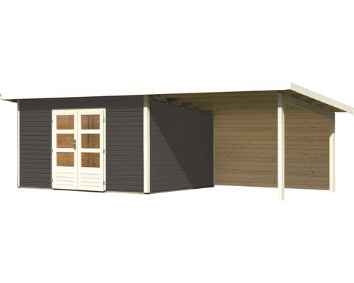 Holzgartenhaus mit Doppeltür und Überdachung