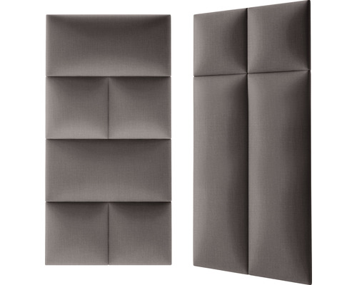 Zwei schallabsorbierende Wandpaneele mit geometrischem Design.