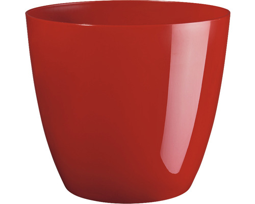 Roter Pflanztopf aus Kunststoff