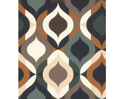 Vliestapete 463729 Salsa Retro beige orange grün Tapete mit geometrischem Muster