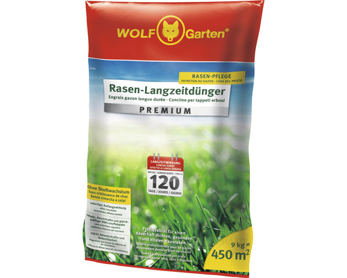 Wolf Garten Rasen-Langzeitdünger im 9 Kilogramm Sack für 450 Quadratmeter