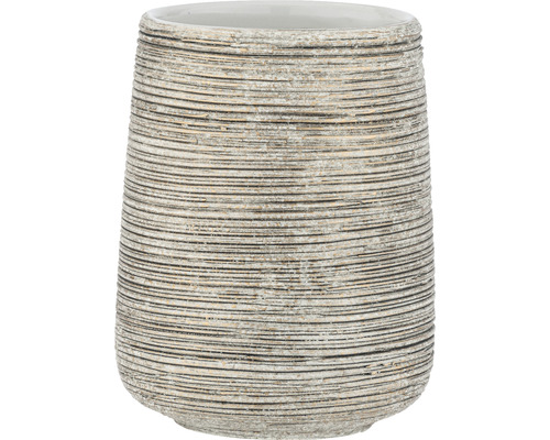 Keramik Zahnputzbecher mit horizontal gerippter Textur