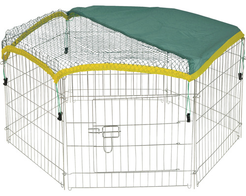 Freilaufgehege mit Netz und Sonnenschutz