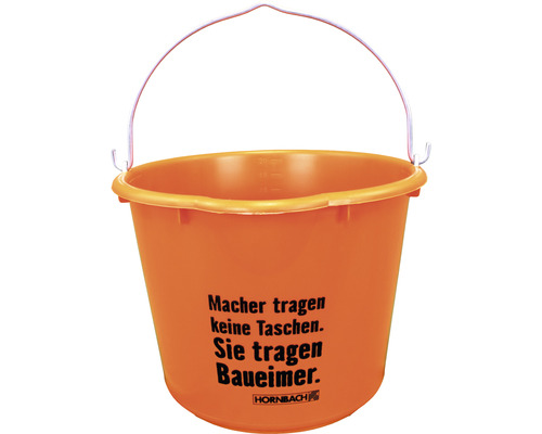 Profi Baueimer robust, kranbar mit Hakenbügel orange 20 l