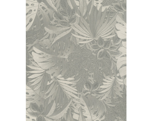 Vliestapete 33302 Botanica Blätter grau silber
