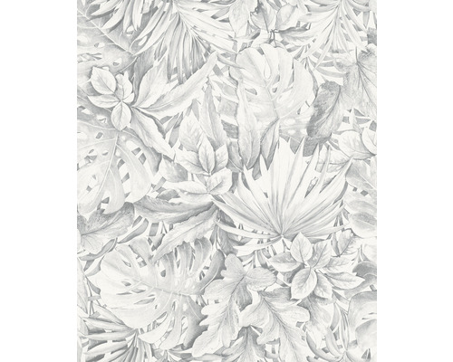 Vliestapete 33308 Botanica Blätter grau weiß