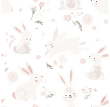 Vliestapete 45860 Kids Walls Hasen rosa grau weiß