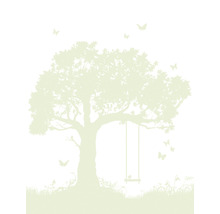 Illustration eines Baumes mit Schaukel und Schmetterlingen als Wandtattoo