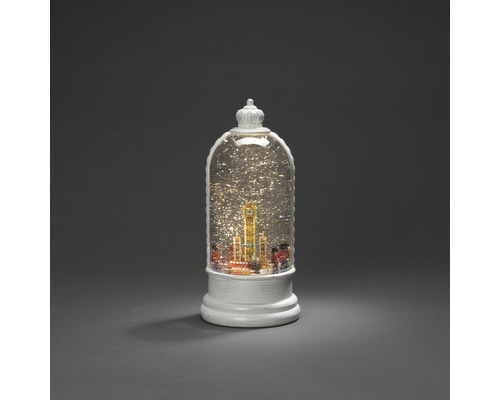 LED Wasserlaterne Konstsmide London Szene H 26,5 cm Lichtfarbe warmweiß batteriebetrieben inkl. 5 Stunden Timer Schneekugel mit Londoner Sehenswürdigkeiten