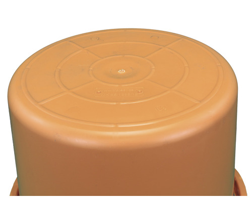 Unterseite eines Kunststoffeimers mit konzentrischen Kreisen