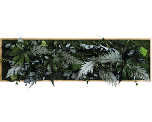 Pflanzenbild Dschungeldesign Rahmen Eichenoptik 140x40 cm
