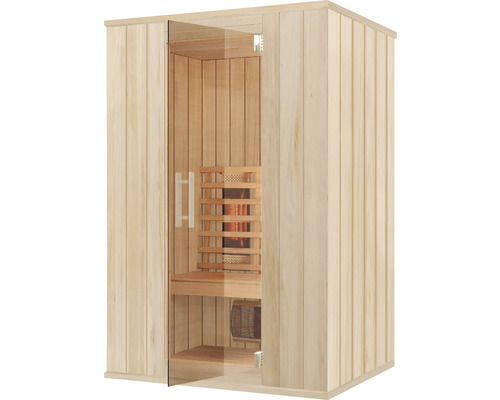 Infrarotkabine Typ ABNG731 132x102x210 cm Sauna mit Glasfront und Holzeinrichtung
