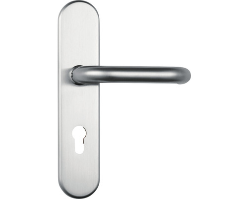 Türgriff aus Edelstahl mit Langschild und Schlüsselloch