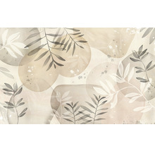 Abstraktes botanisches Tapetendesign mit Blättern und Kreisen