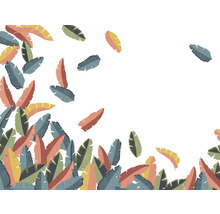 Illustration mit verschiedenen tropischen Blättern.