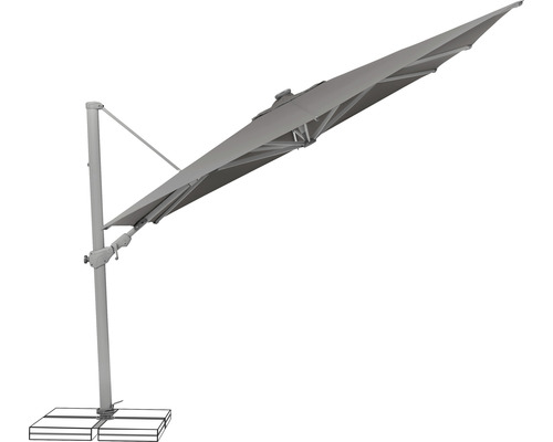 Freiarmschirm mit Standfuß für den Außenbereich